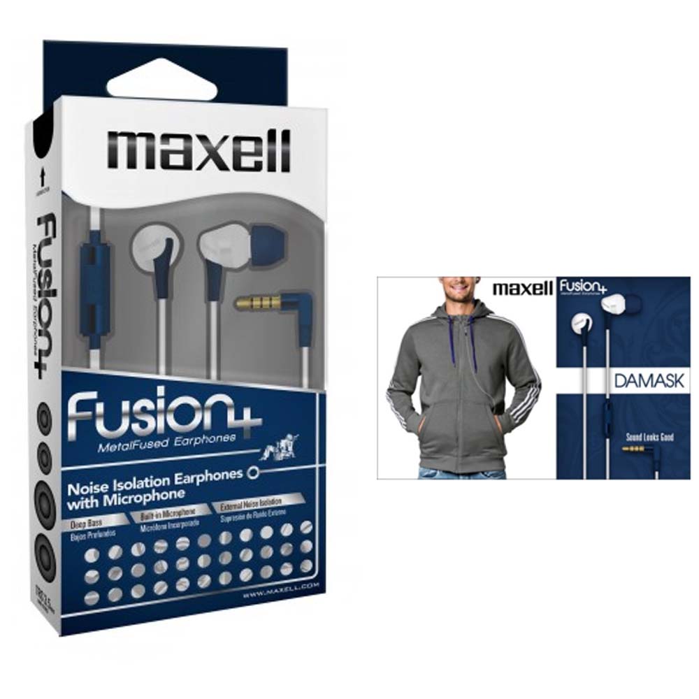 Maxell Fusion+ Ear Buds with Built-in earphone Microphone Damask for Mobile Phone